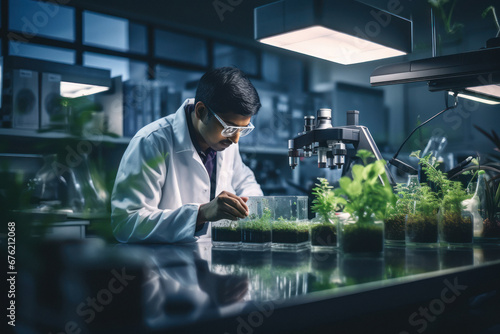 Indian college student researching at laboratory