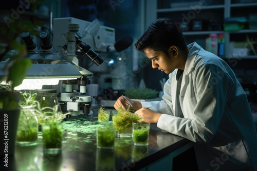 Indian college student researching at laboratory