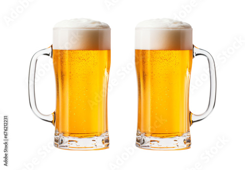 beer. beer mug with handle. top view. transparent background - Generative AI