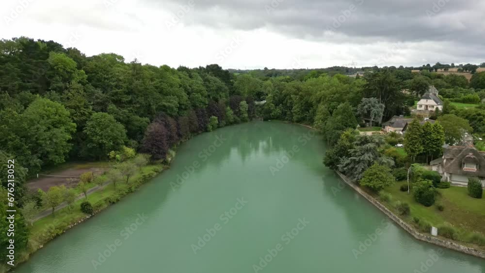 Aerial forward flying over canal sea waters of Dinard in Brittany, France. Aerial forward flying over canal sea waters of Dinard in Brittany, France.
