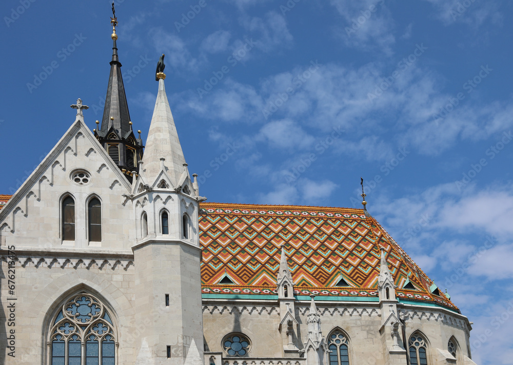 Budapest, B, Hungary - August 18, 2023: Church of the Assumption of the Buda Castle called Matthias Church