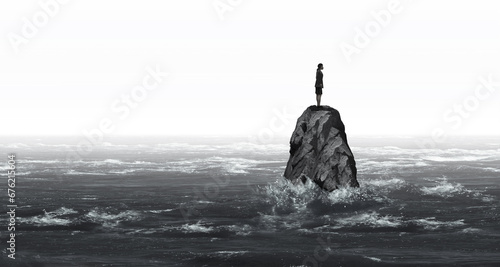 Coping With Loneliness as a psychology symbol of a human experience of solitude and feelings of social isolation for mental health and emotional challenges feeling alone 