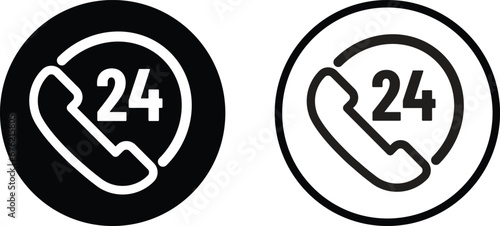 twenty four service icon . Call icon with 24 hours icon vector isolated on white background