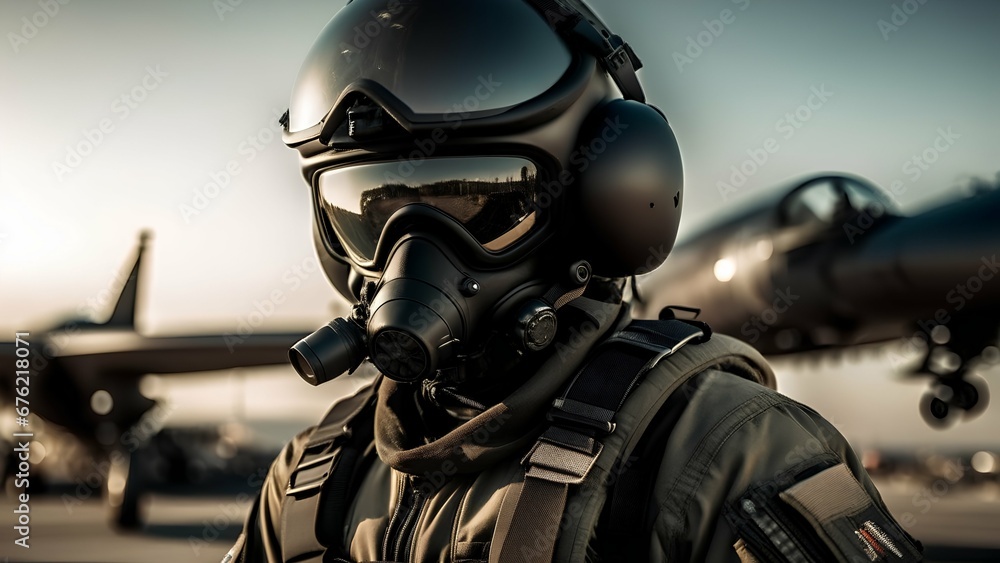 Fototapeta premium soldier with gas mask
