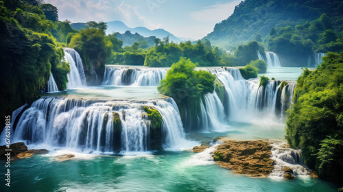 Ban Gioc Waterfall Vietnam beautiful landmark photo