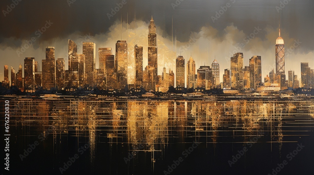 The city's skyline is a mesmerizing tableau of architectural splendor, with skyscrapers soaring majestically, their silhouettes etched against the canvas of dusk