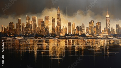 The city's skyline is a mesmerizing tableau of architectural splendor, with skyscrapers soaring majestically, their silhouettes etched against the canvas of dusk