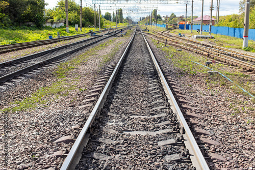 Railway sleepers on the ground