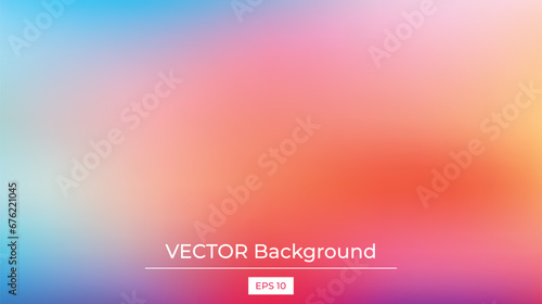 Abstract blurred gradient mesh background in bright rainbow colors. Colorful smooth banner template. Easy editable soft colored vector illustration in EPS10 without transparency.