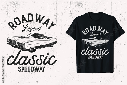 Classic car T-shirt design. old custom retro vintage t-shirt graphic. prints black & white background.