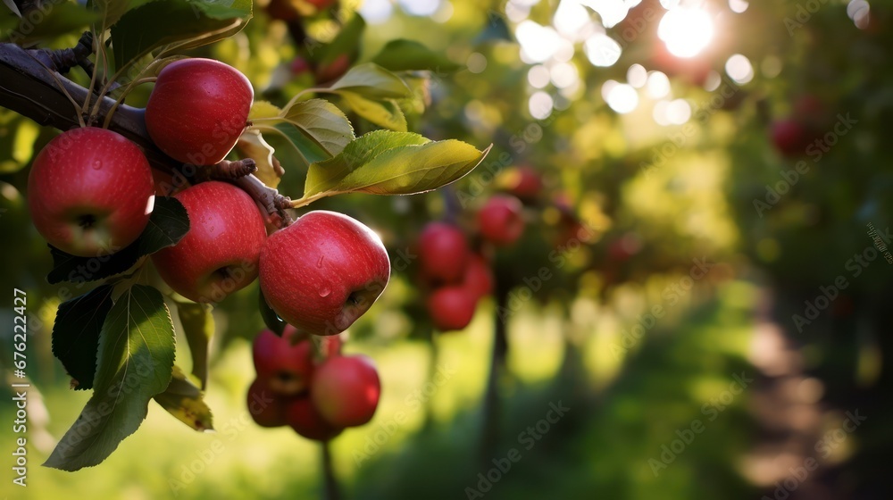 A Walk Through the Apple Orchard, Trees Laden with Fruit A Walk Through the Apple Orchard, Trees Laden with Fruit