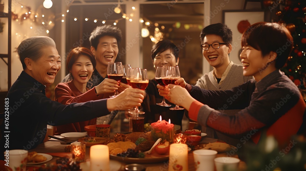 

group of people celebrating chinese new year
