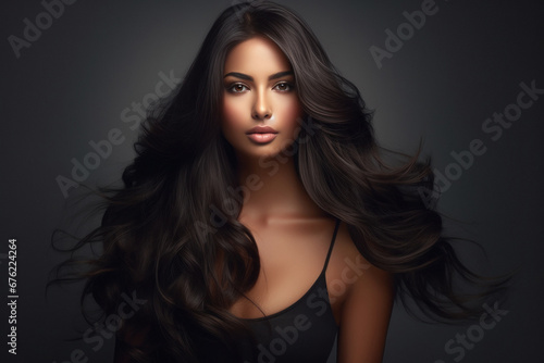 young woman with long hair style
