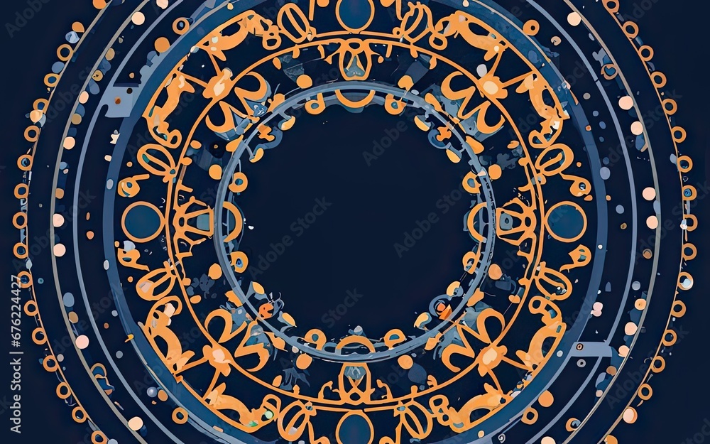 Vector abstract blue background frame of geometric shapes with Generative AI.