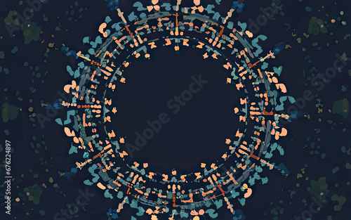 Vector abstract blue background frame of geometric shapes with Generative AI.