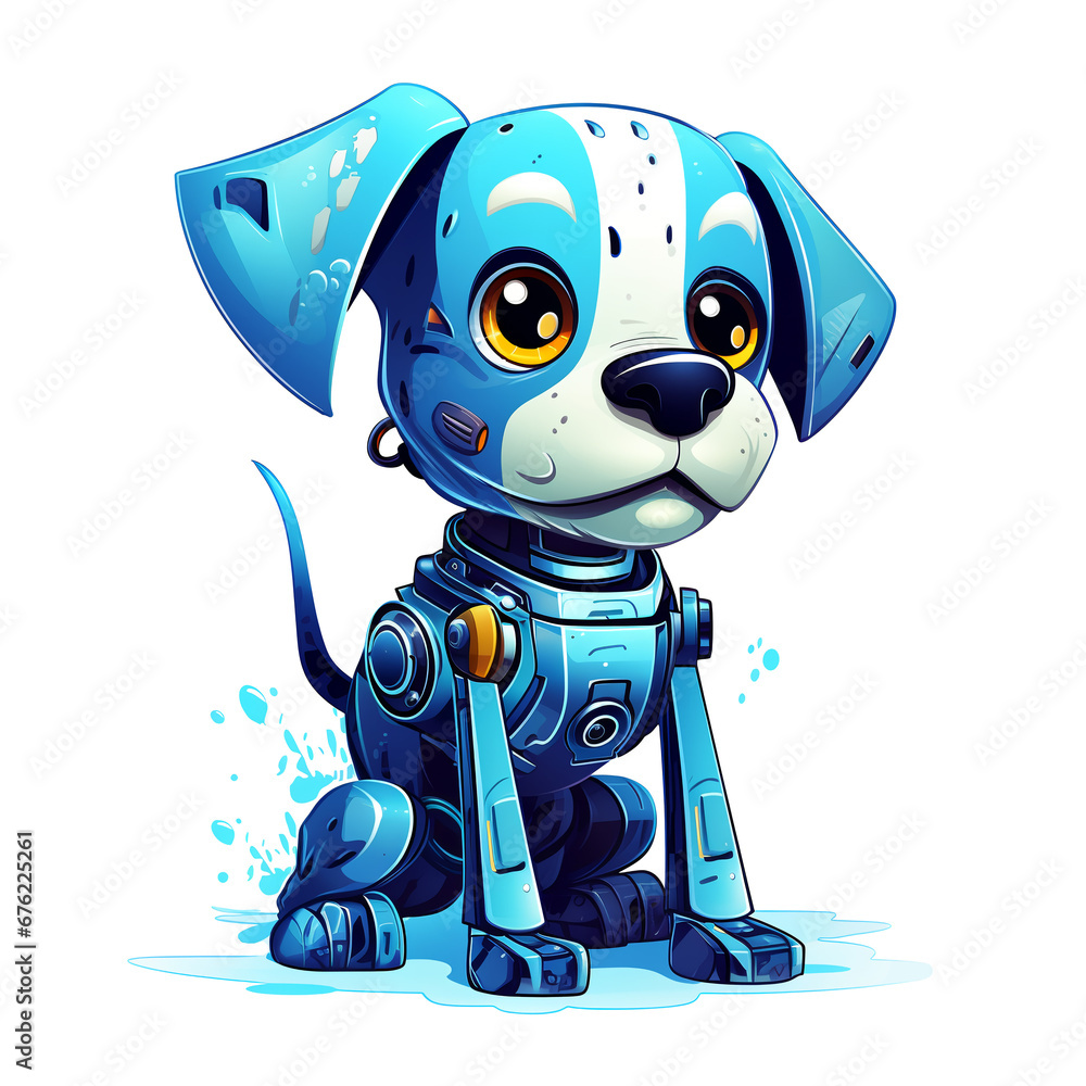 Cartoon dog robots. T-Shirt, Sticker. Funny cyborg. AI Generated Cartoon dog robots. T-Shirt, Sticker. Funny cyborg. AI Generated