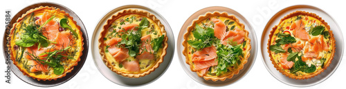 top view of a savory pie, salmon quiche