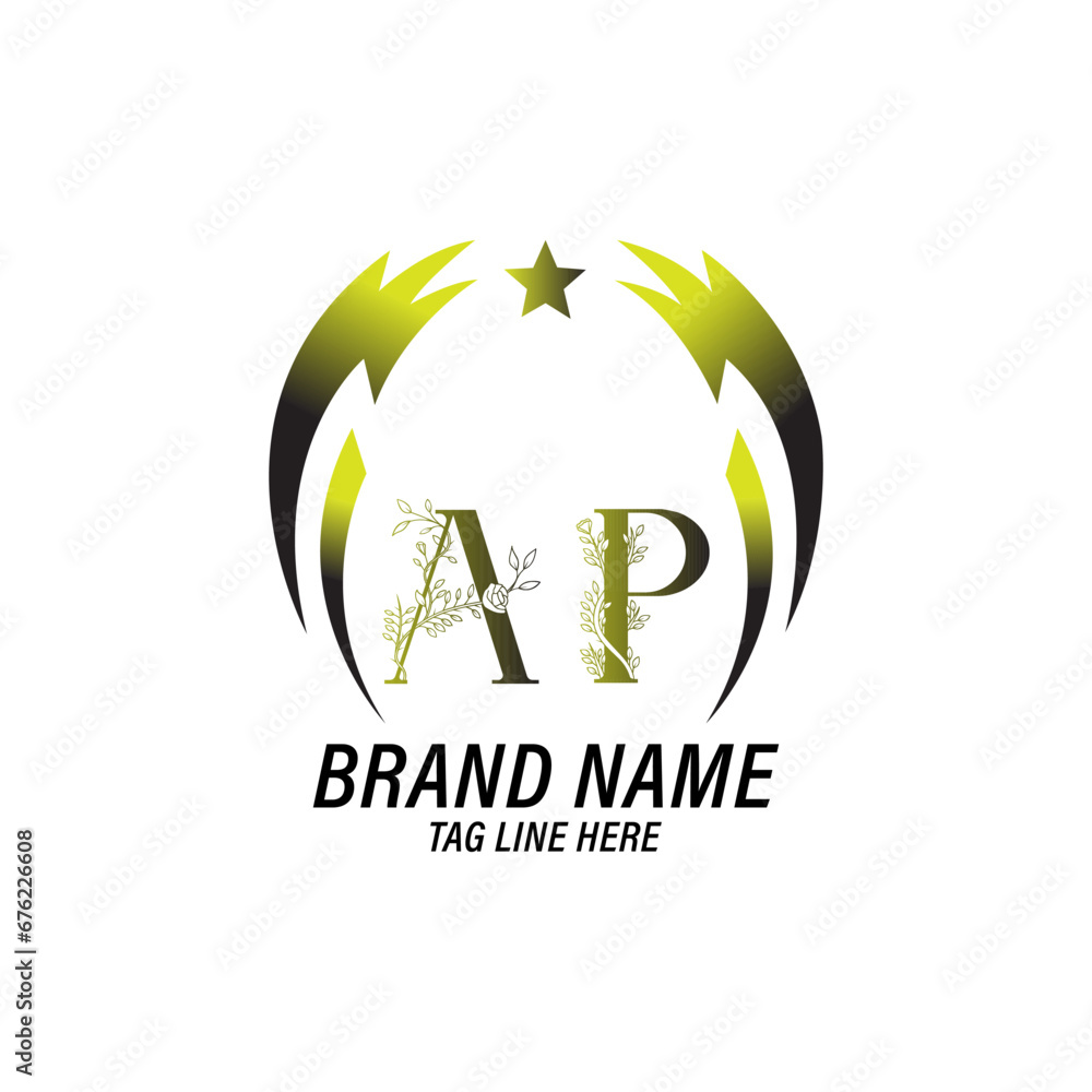 Letter AP Nature Logo Design Vector
