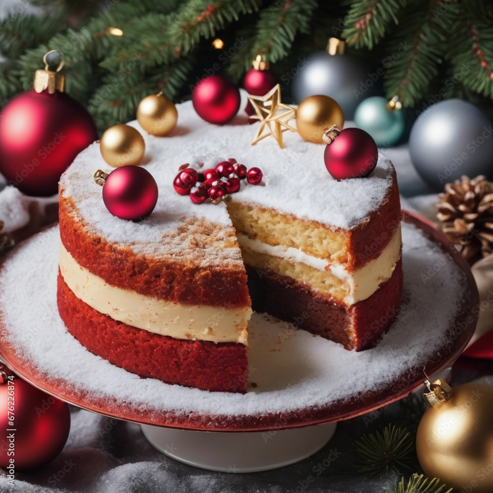 christmas cake with chocolate christmas cake with chocolate