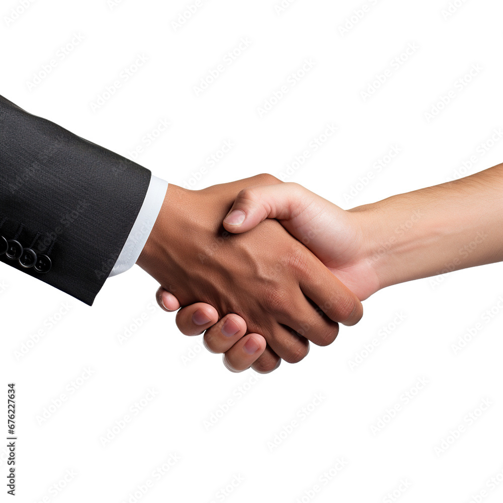 Two business people shaking hands on white background Two business people shaking hands on white background