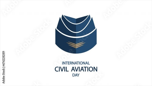 Civil aviation international day stewardess, art video illustration.