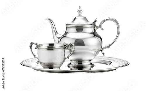 Classic Silver Tea Service On Transparent PNG
