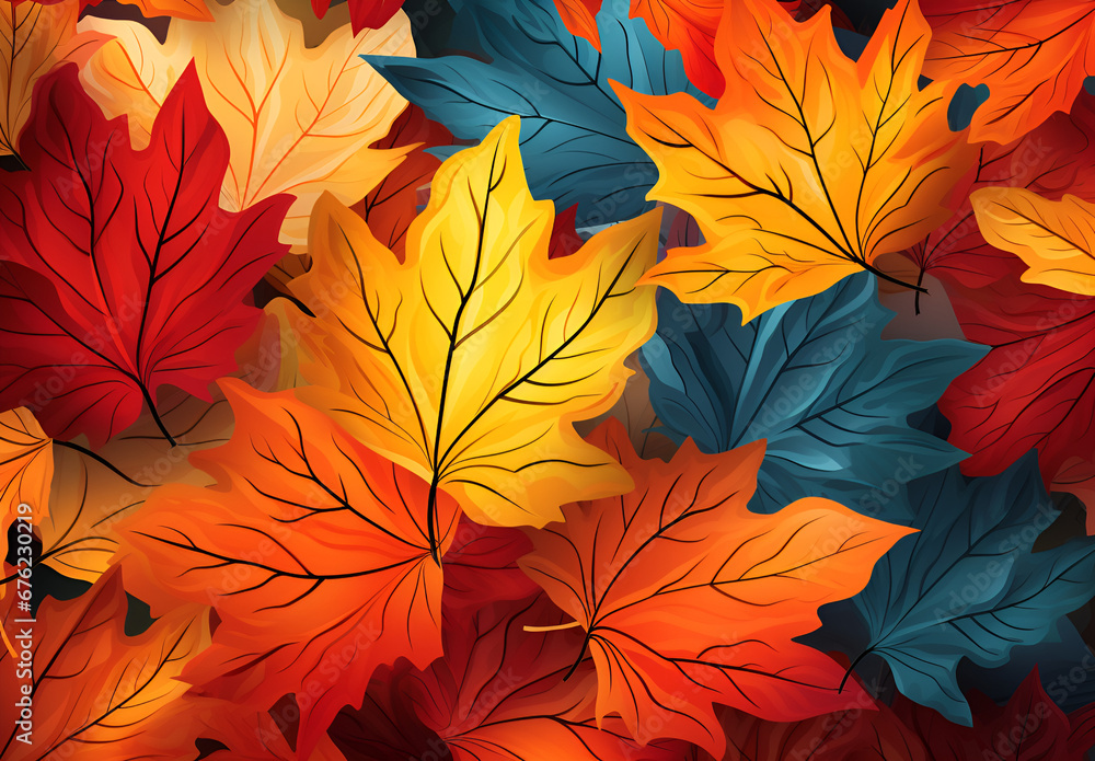 bright background with autumn maple leaves in green, orange and yellow colors Autumn colored fall leaf texture on transparent background overlay. bright background with autumn maple leaves in green, orange and yellow colors Autumn colored fall leaf texture on transparent background overlay.