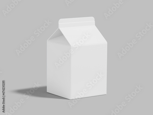 White Blank Milk Box Packaging 3D Mockup