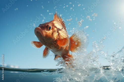 fish jumping in the sea.
