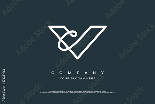 Stylish Letter V Logo Design Vector