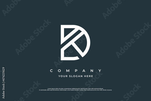 Initial Letter KD Logo or DK Logo Design Vector