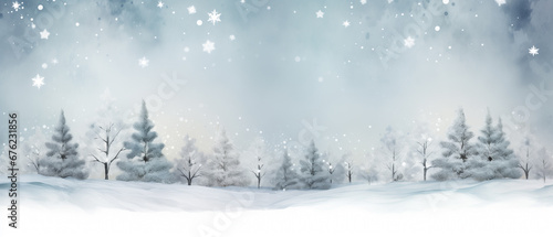 Christmas watercolor illustration in gray colors for card, print, banner, poster