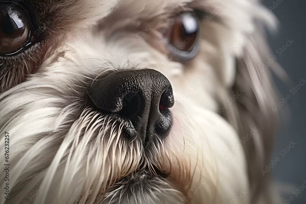 beautifully cute puppy frisée, soft ceramic skin, close-up, generative AI. beautifully cute puppy frisée, soft ceramic skin, close-up, generative AI.