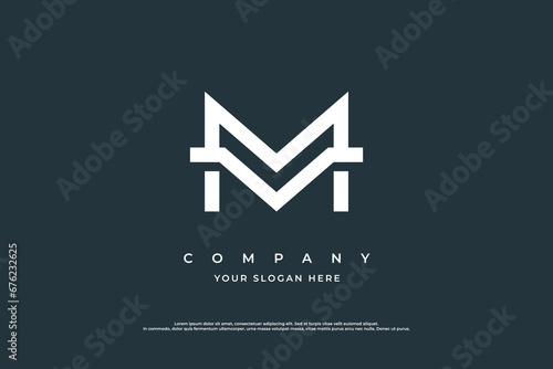  Minimal Letter MV or VM Monogram Logo Design Vector
