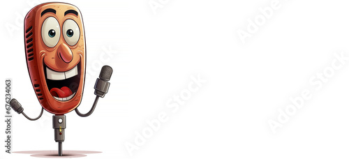 Cartoon microphone on white background