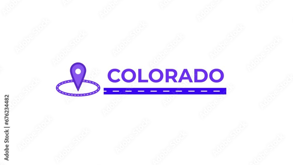Colorado location name maps icon animation. Alpha matte with transparent background 4K resolution. Colorado location name maps icon animation. Alpha matte with transparent background 4K resolution.