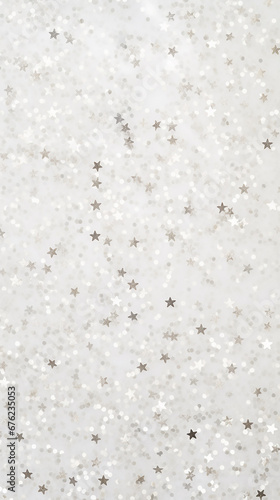Silver stars on white background. Festive background with shiny stars.