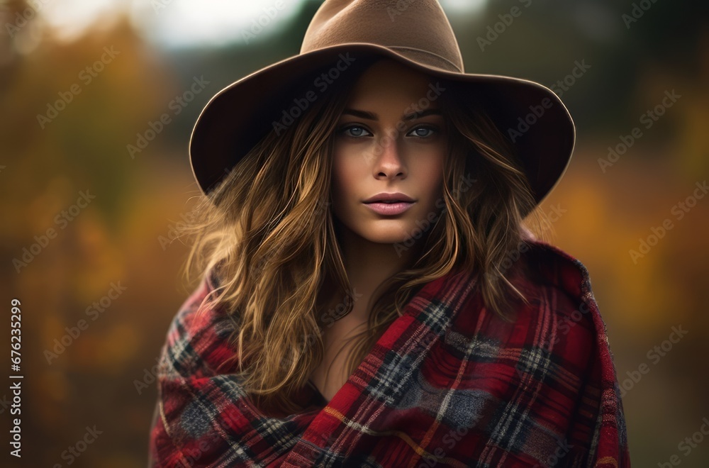 Beautiful girl in a hat portrait