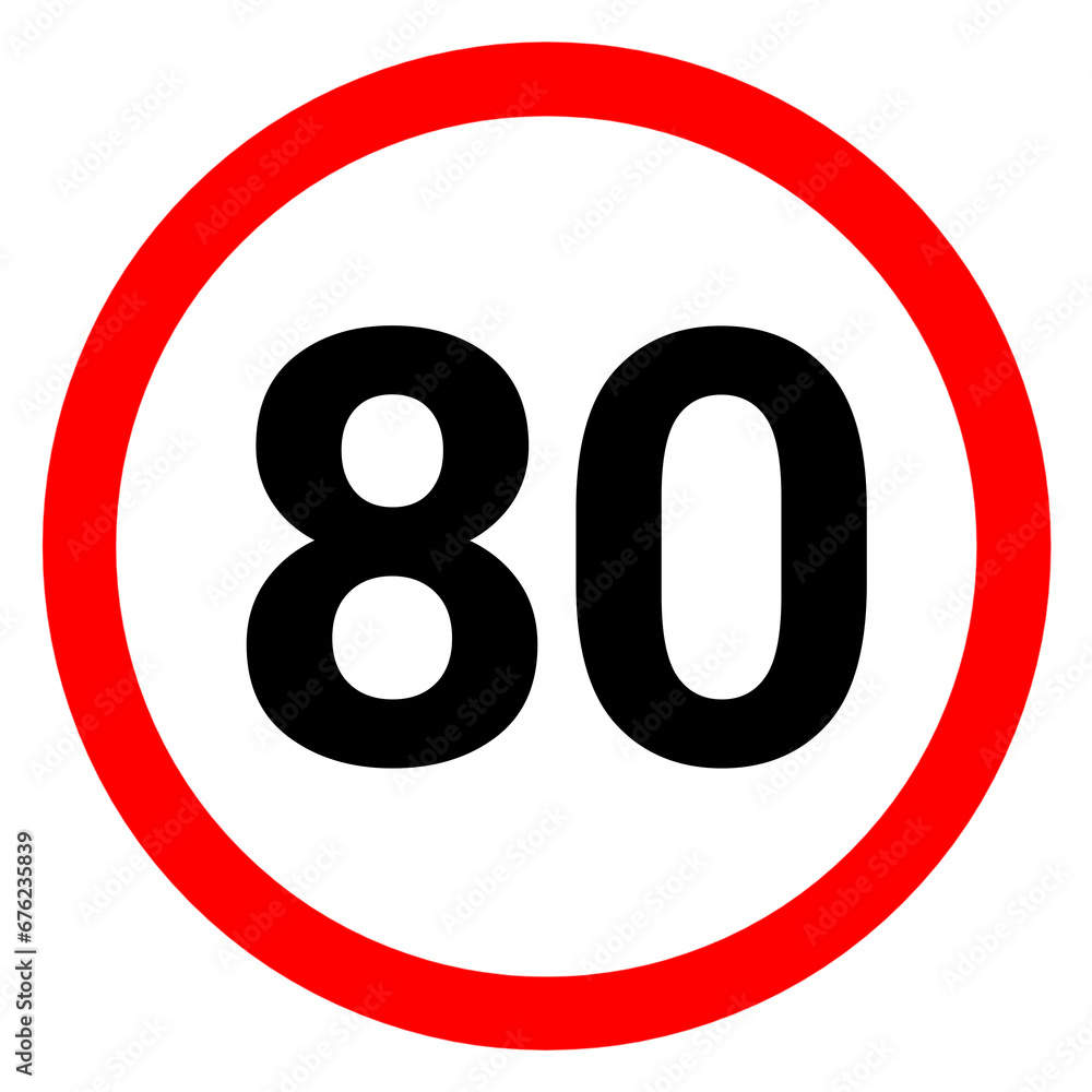 Speed limit 80 sign icon Speed limit 80 sign icon