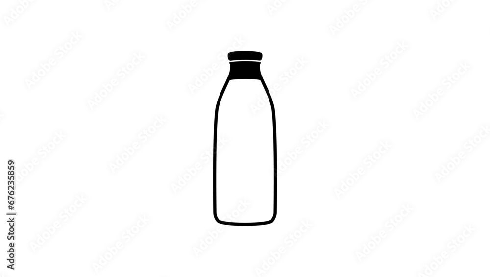 bottle of milk, black isolated silhouette