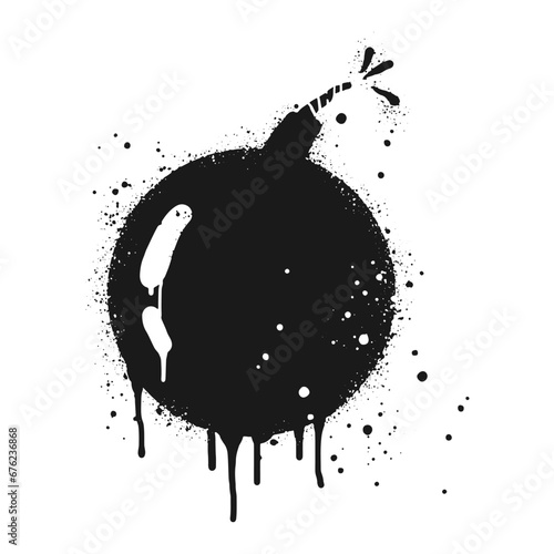 Bomb symbol. Spray painted graffiti Bomb icon in black over white. isolated on white background. vector illustration