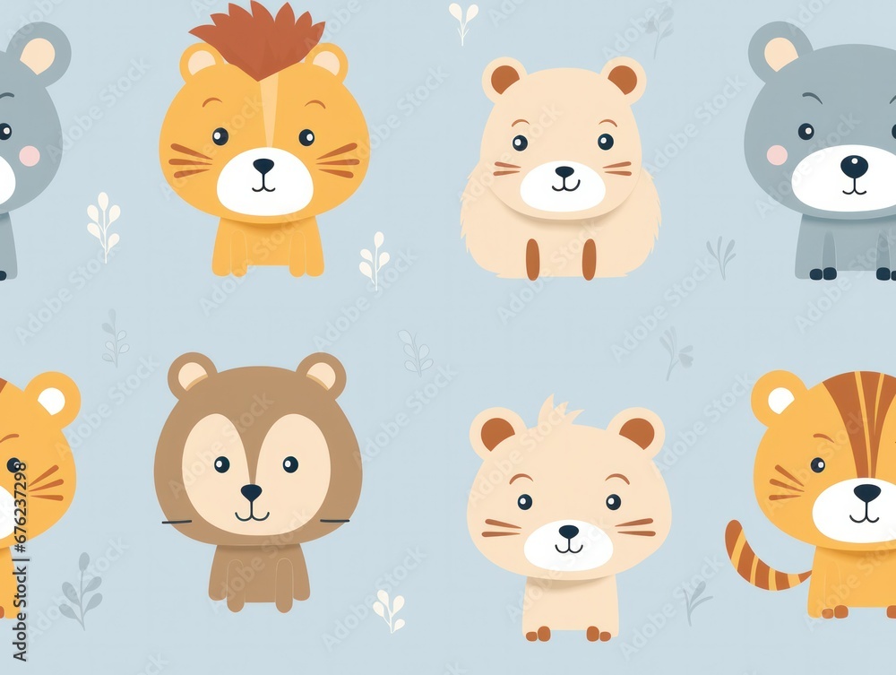 seamless pattern cute animal