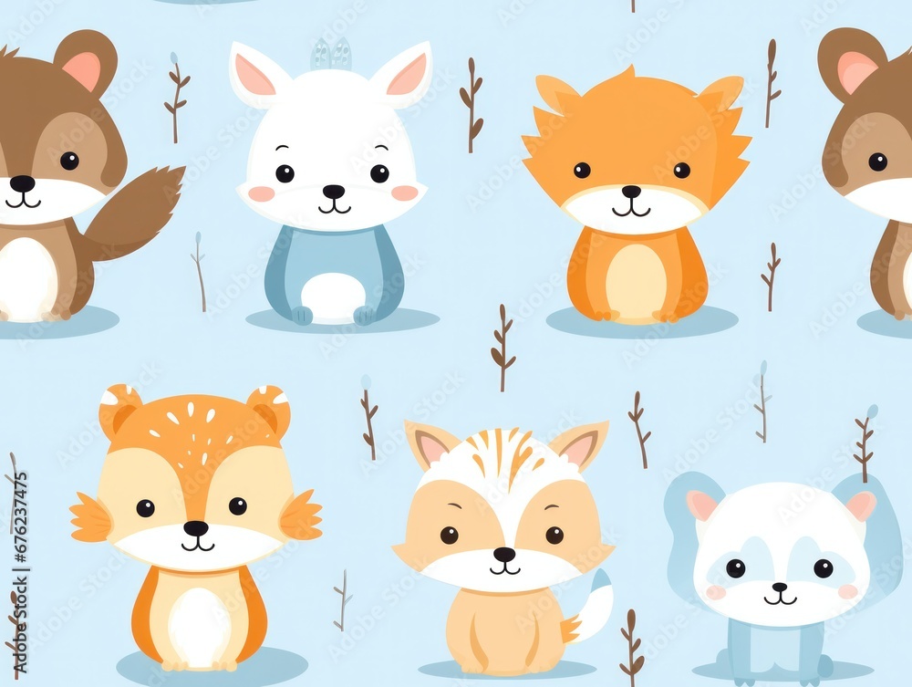 seamless pattern cute animal