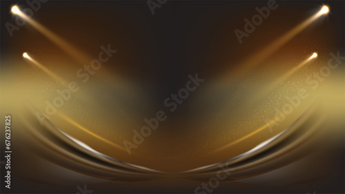 Golden background abstract geometric shapes luxury design wallpaper.Realistic layer elegant futuristic glossy light.Cover layout template.