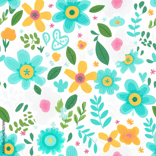 India floral folk art repeat pattern