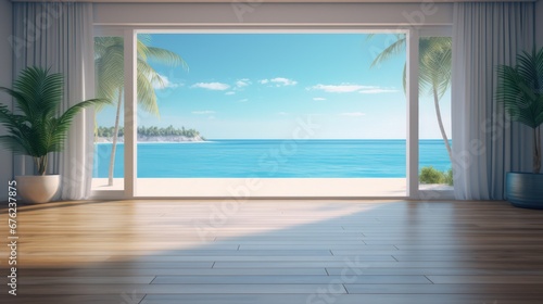 large door in the room overlooking the paradise beach.