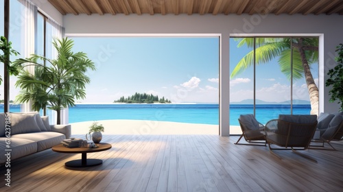 large door in the room overlooking the paradise beach. photo