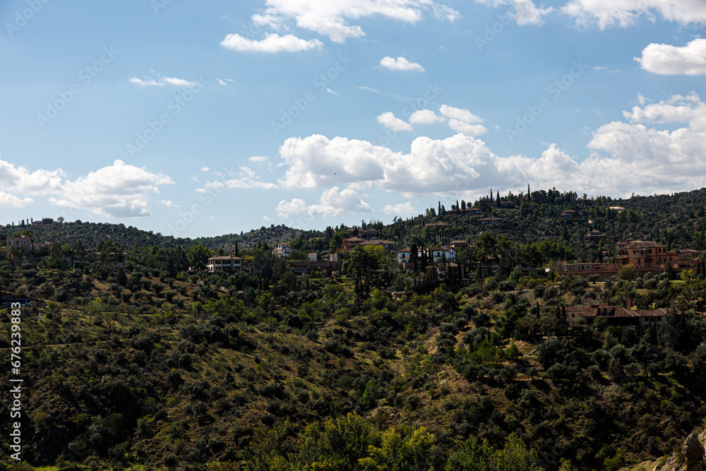 Houses on the hills near Toledo and blue sky
