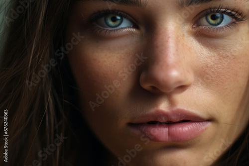 Beautiful natural woman extreme close-up © alisaaa
