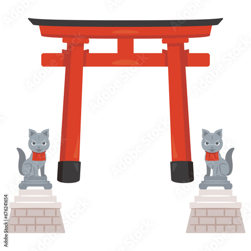 鳥居とおいなりさんの狐